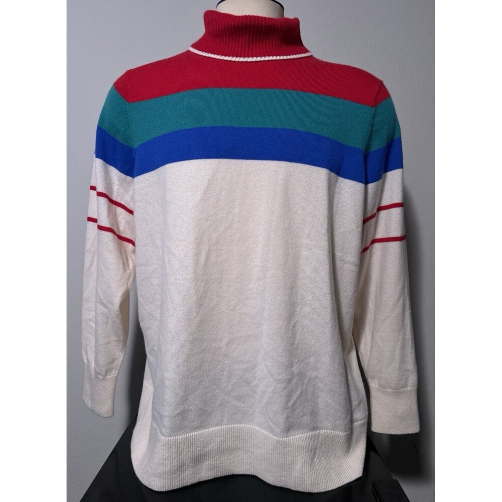 NEW Lands' End Women's Size 2X 20W-22W 100% Cashmere Turtleneck Striped Sweater